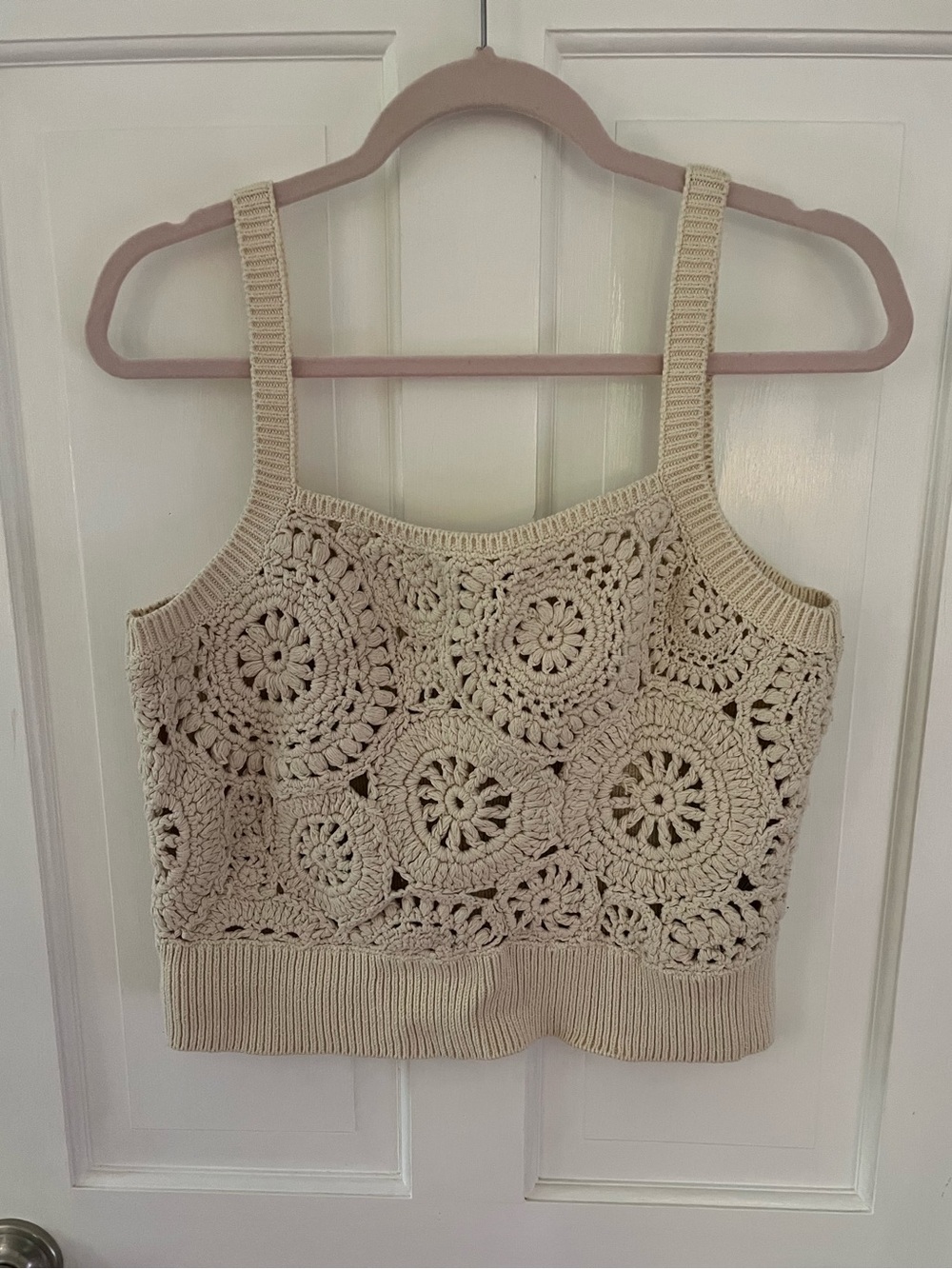 🌟JCrew Tan Crochet Tank Top Size Large